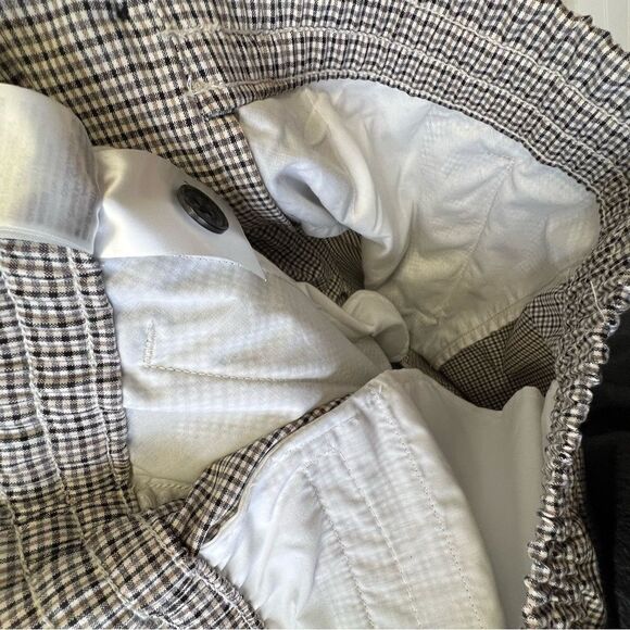 H&M M plaid Patterned work Pants elastic waist - Picture 10 of 13